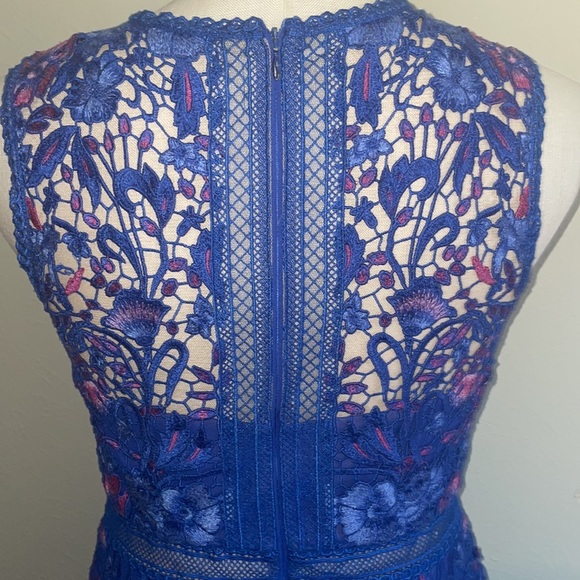 Marchesa Blue and Pink Lace Mini Dress - Picture 9 of 14